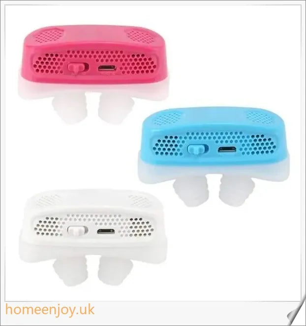 Closeup of the Electric Anti Snore Device with different color options