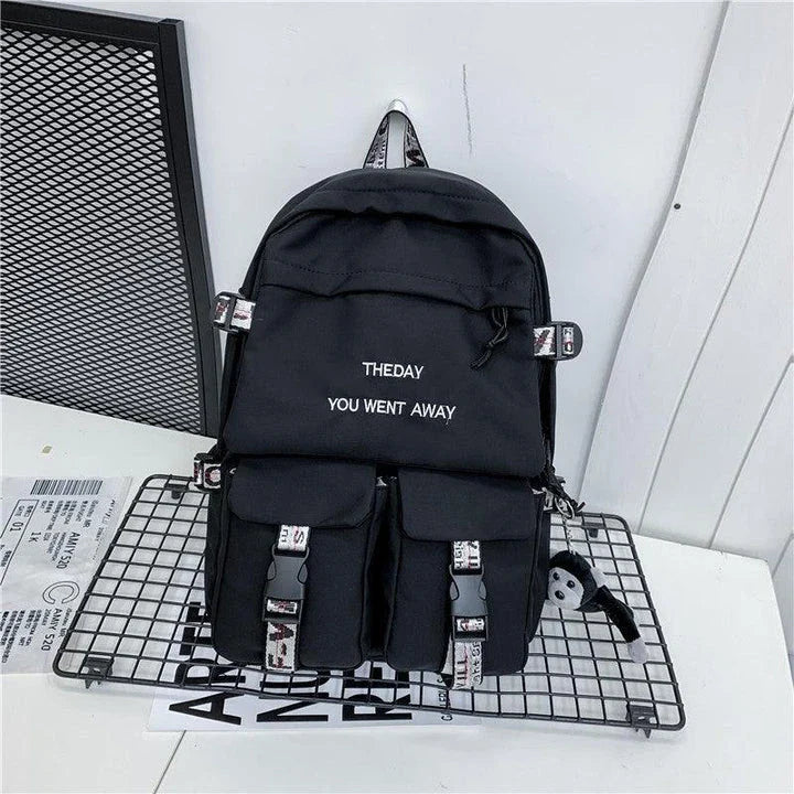 Stylish white backpack with Korean-inspired design, perfect for college students