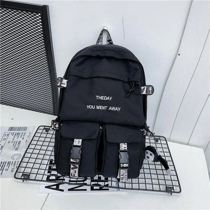 Stylish white backpack with Korean-inspired design, perfect for college students