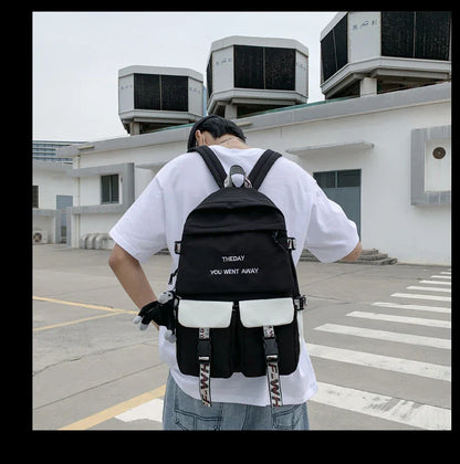 Stylish white backpack with Korean-inspired design, perfect for college students