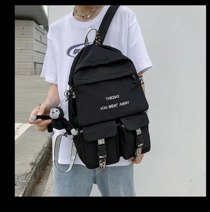 Stylish white backpack with Korean-inspired design, perfect for college students
