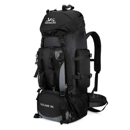Premium waterproof nylon outdoor hiking backpack in blue colour with multiple pockets and padded shoulder straps
