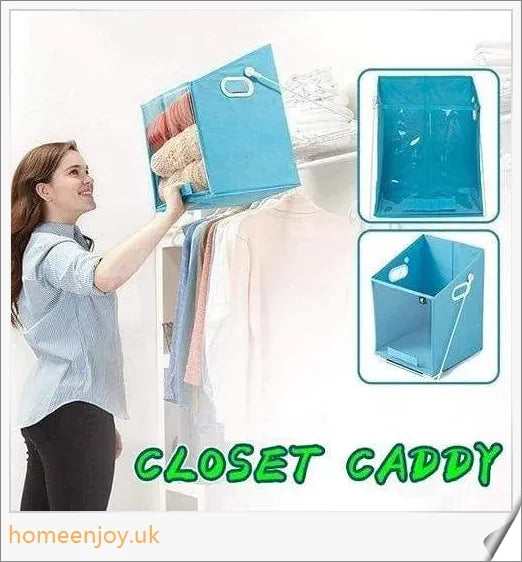 Easy Lift Closet Caddy Box - a versatile storage solution for your wardrobe, featuring a pull-down shelf and clear front panel for easy access to high shelves