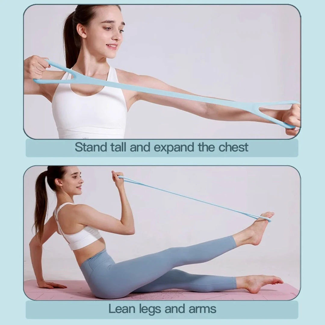 Premium 8-character resistance band kit with 3 silicone yoga bands for lower body strength and flexibility training
