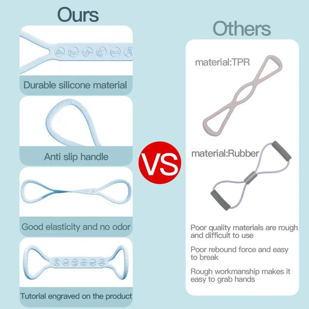 Premium 8-character resistance band kit with 3 silicone yoga bands for lower body strength and flexibility training