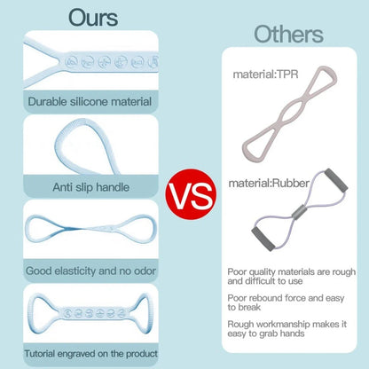 Premium 8-character resistance band kit with 3 silicone yoga bands for lower body strength and flexibility training