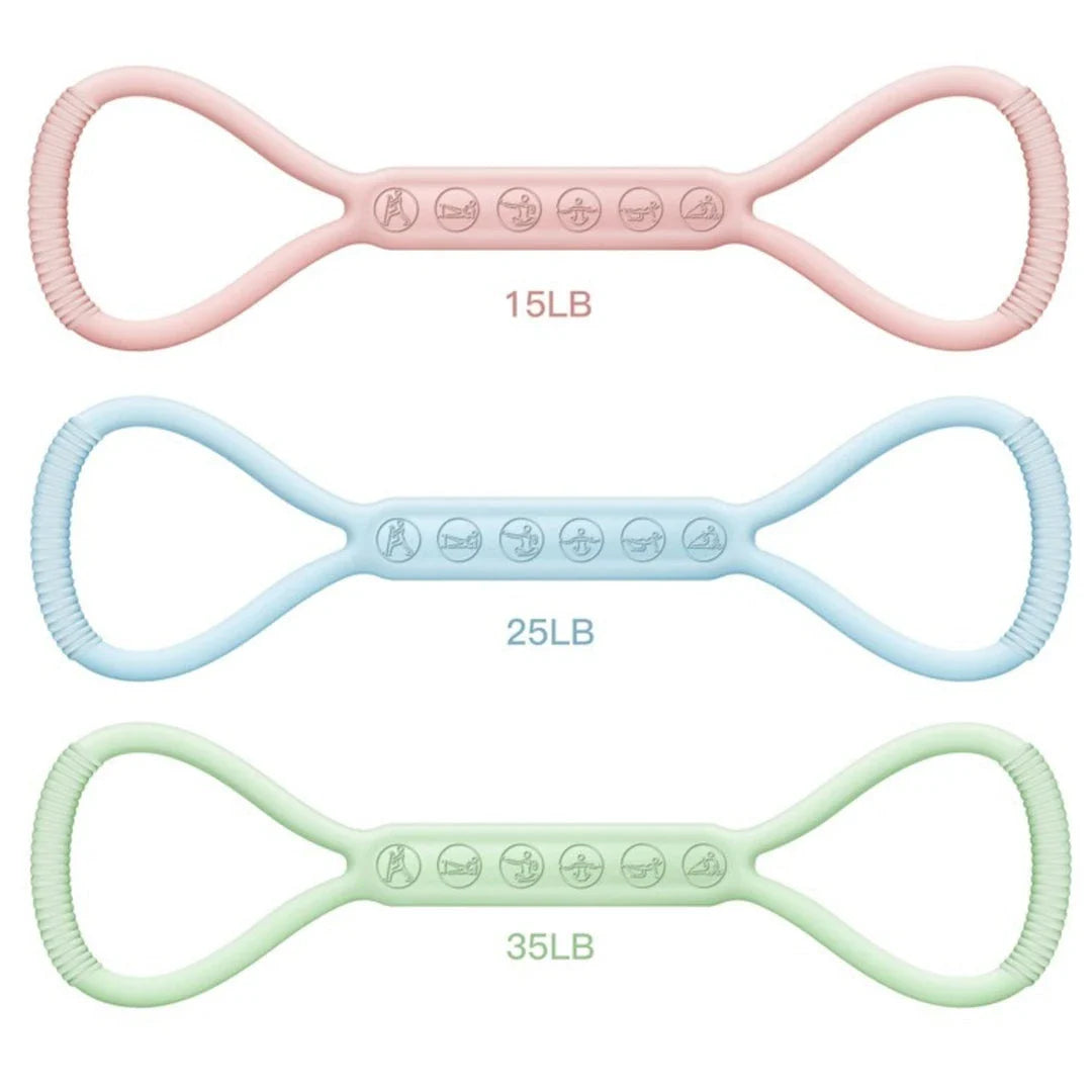 Premium 8-character resistance band kit with 3 silicone yoga bands for lower body strength and flexibility training