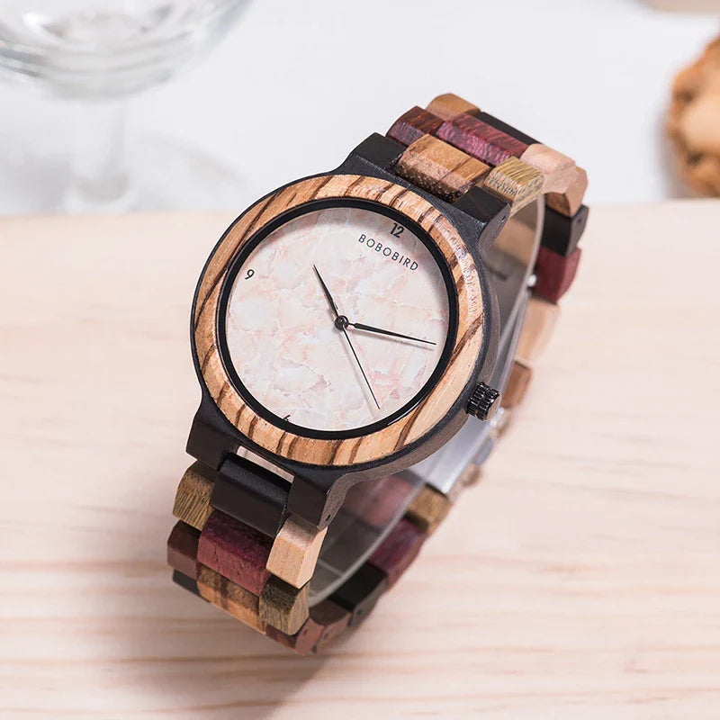 Casual Fashion Wooden Watch with natural wooden design, precise quartz movement, and lightweight construction