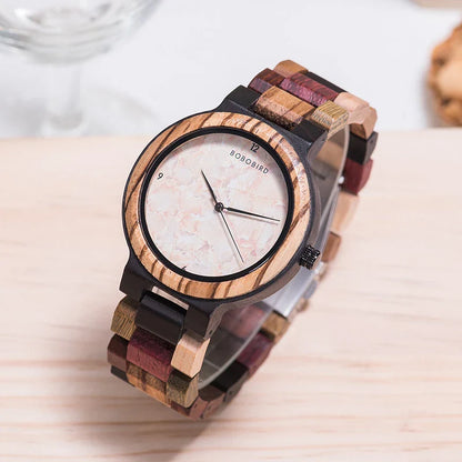 Casual Fashion Wooden Watch with natural wooden design, precise quartz movement, and lightweight construction