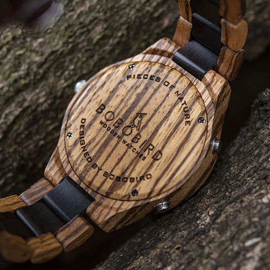 Casual Fashion Wooden Watch with natural wooden design, precise quartz movement, and lightweight construction