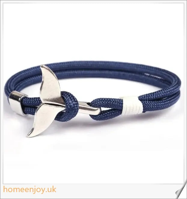 Anchor Whale Tail Umbrella Rope Couple Bracelet, a stylish nautical accessory crafted with premium materials