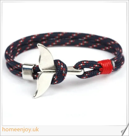 Anchor Whale Tail Umbrella Rope Couple Bracelet, a stylish nautical accessory crafted with premium materials