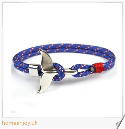 Anchor Whale Tail Umbrella Rope Couple Bracelet, a stylish nautical accessory crafted with premium materials