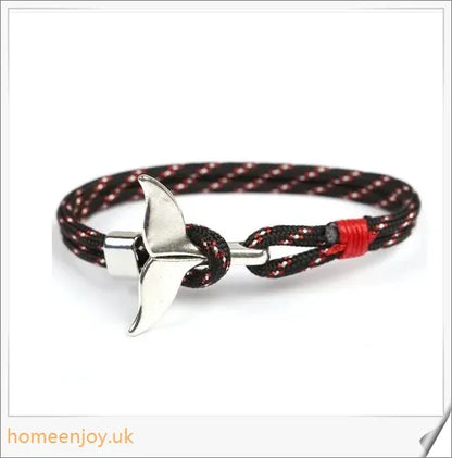 Anchor Whale Tail Umbrella Rope Couple Bracelet, a stylish nautical accessory crafted with premium materials