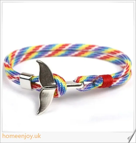 Anchor Whale Tail Umbrella Rope Couple Bracelet, a stylish nautical accessory crafted with premium materials