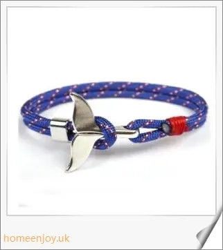 Anchor Whale Tail Umbrella Rope Couple Bracelet, a stylish nautical accessory crafted with premium materials