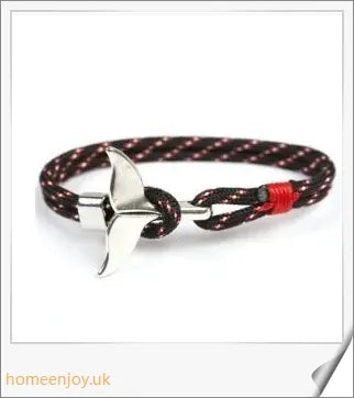 Anchor Whale Tail Umbrella Rope Couple Bracelet, a stylish nautical accessory crafted with premium materials