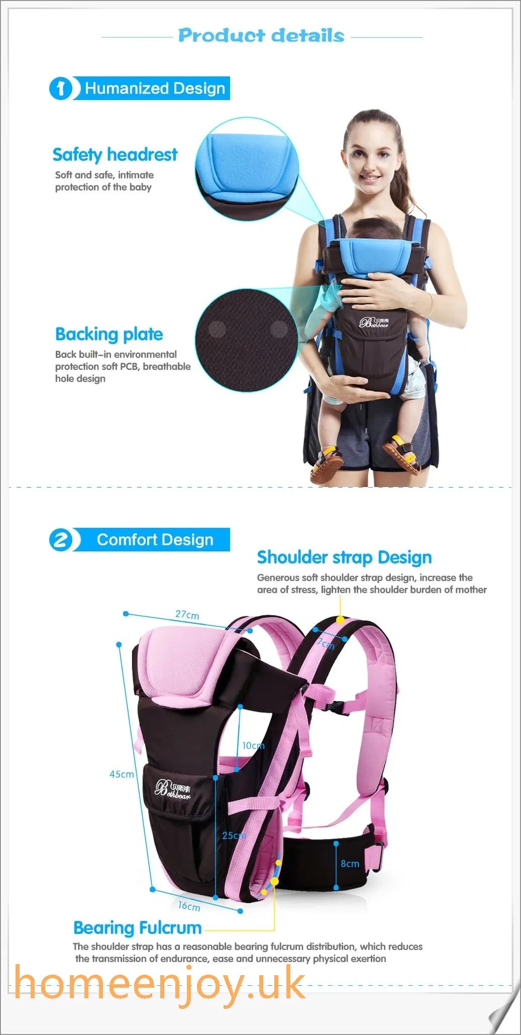Bethbear 4-In-1 Baby Carrier - Versatile and Comfortable Babywearing Solution for Parents in the UK