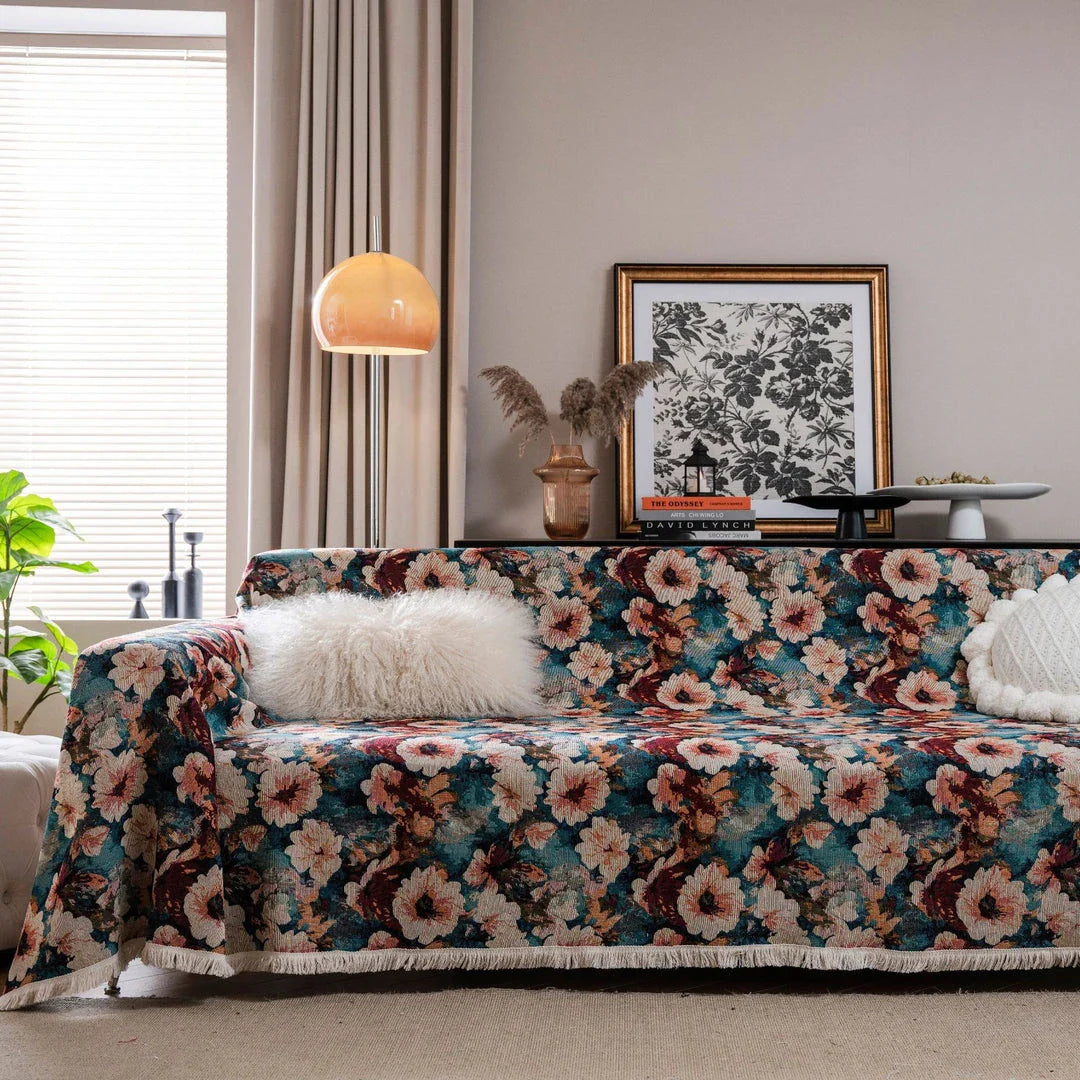 American Countryside Floral Jacquard Sofa Cover - Elegant and Protective Furniture Accessory