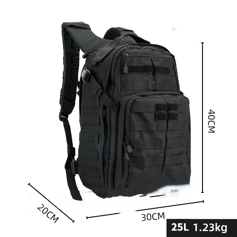 Tactical backpack made of durable Oxford cloth with 25L capacity for outdoor adventures