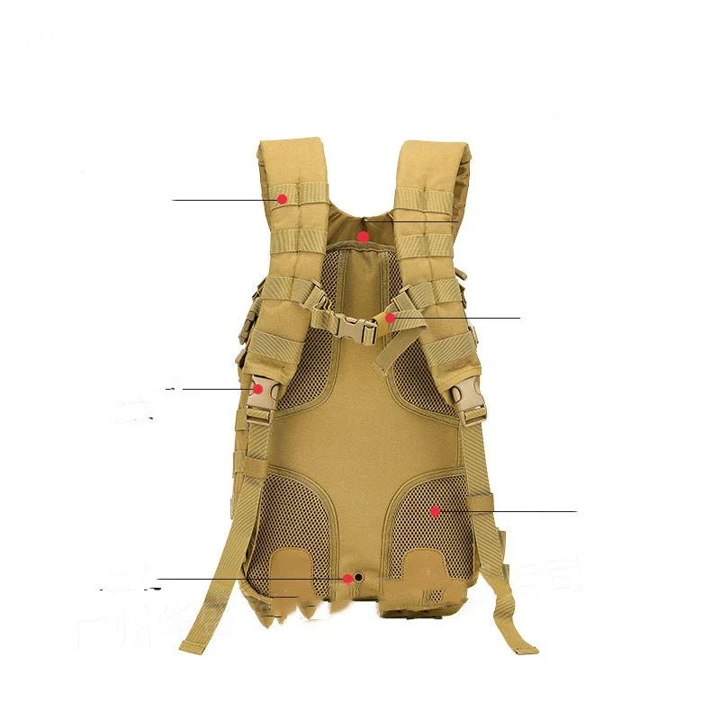 Tactical backpack made of durable Oxford cloth with 25L capacity for outdoor adventures