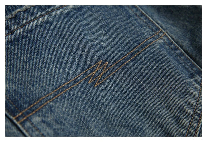 Autumn New Retro Loose Jeans in dark blue, featuring a tapered leg design and unique printing techniques for a vintage-inspired look.