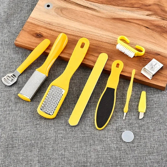 Professional 10-Piece Pedicure Tool Set with stainless steel and ABS material for effective foot care