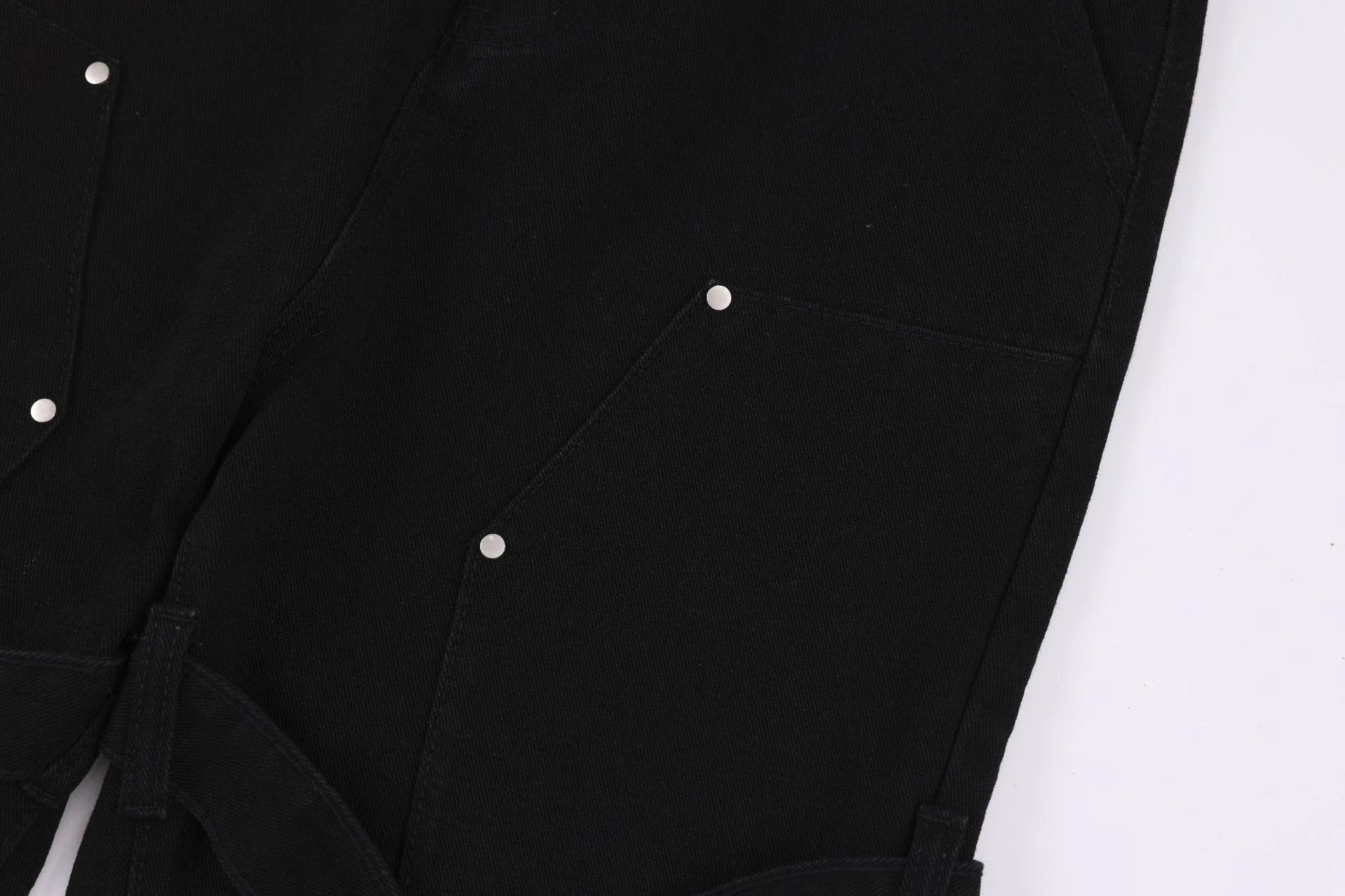 Distressed heavy industry straight casual jeans in black, featuring a premium denim construction and a lived-in, street-style inspired look.