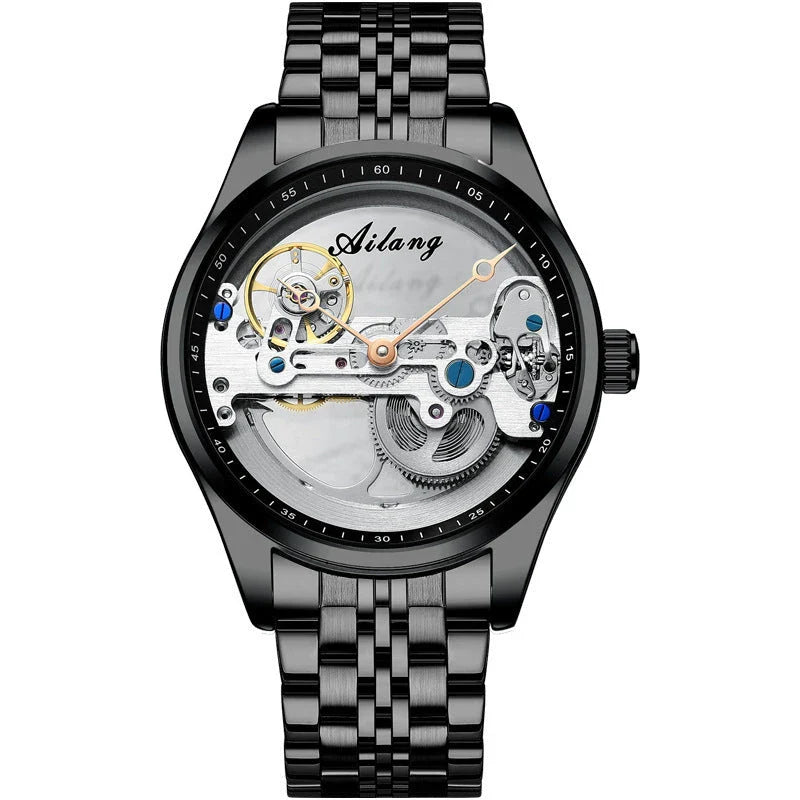 Automatic Hollow Mechanical Watch in various colour options, featuring a self-winding mechanism and premium leather strap