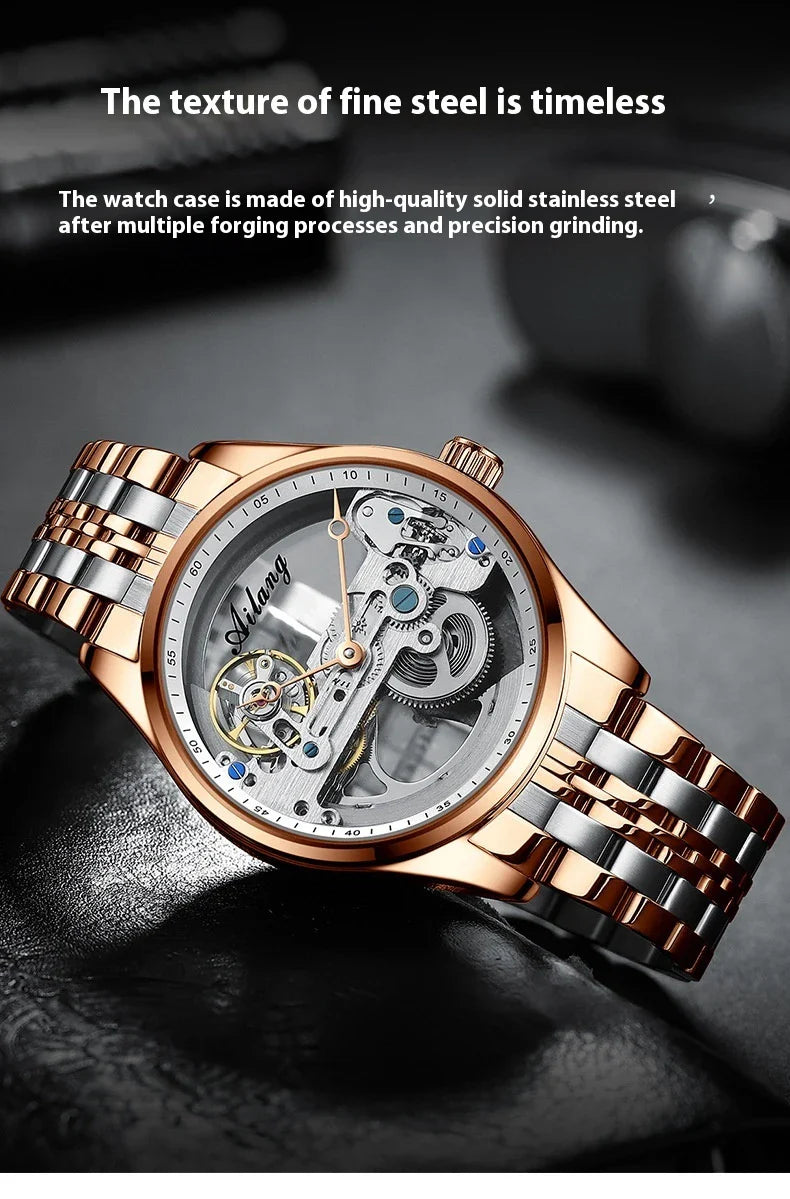 Automatic Hollow Mechanical Watch in various colour options, featuring a self-winding mechanism and premium leather strap