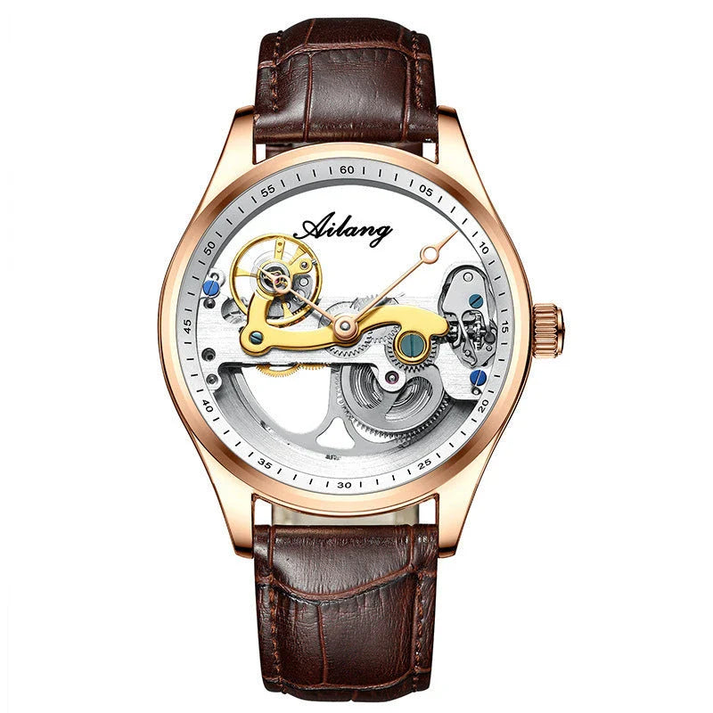 Automatic Hollow Mechanical Watch in various colour options, featuring a self-winding mechanism and premium leather strap