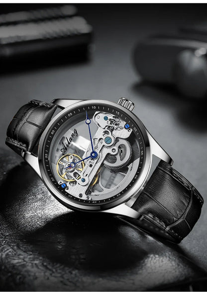 Automatic Hollow Mechanical Watch in various colour options, featuring a self-winding mechanism and premium leather strap