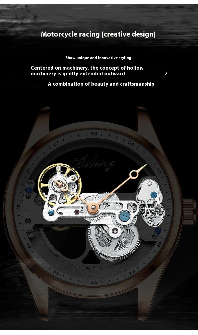 Automatic Hollow Mechanical Watch in various colour options, featuring a self-winding mechanism and premium leather strap