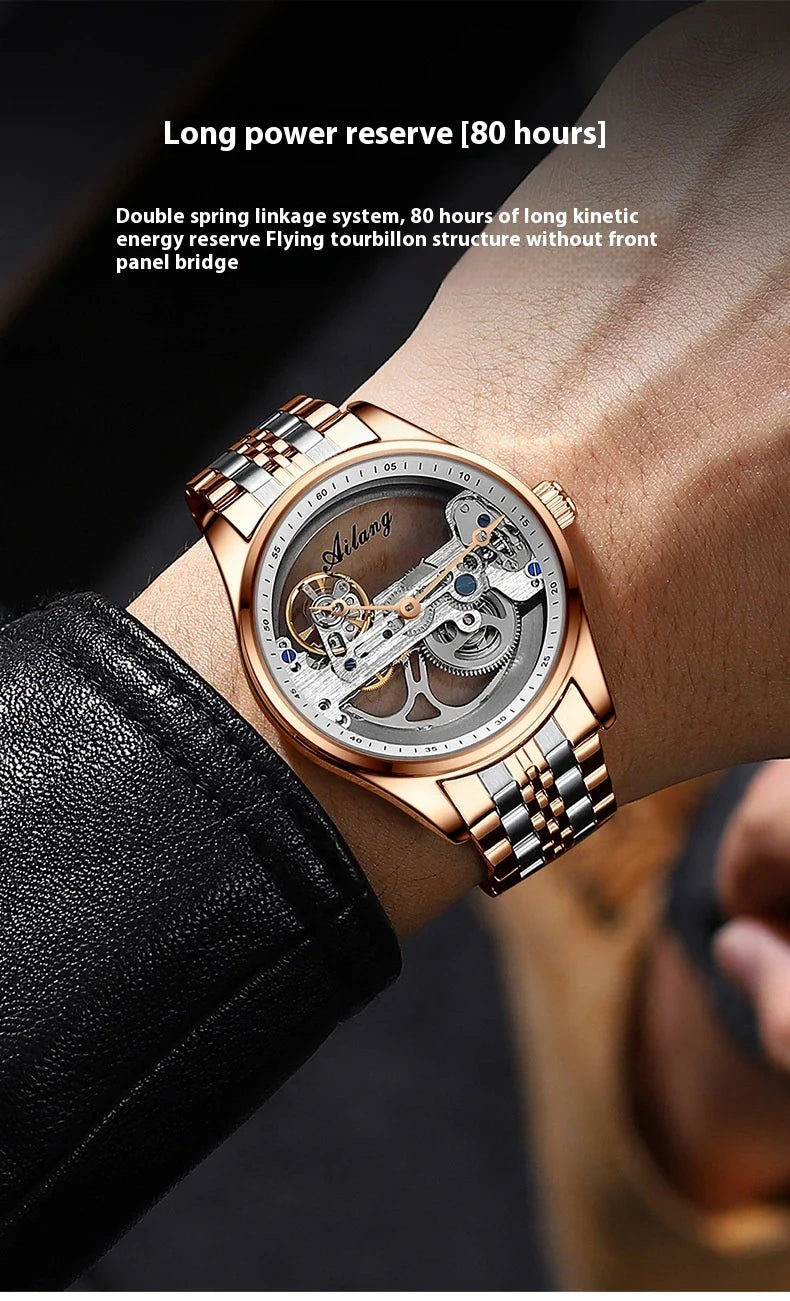 Automatic Hollow Mechanical Watch in various colour options, featuring a self-winding mechanism and premium leather strap