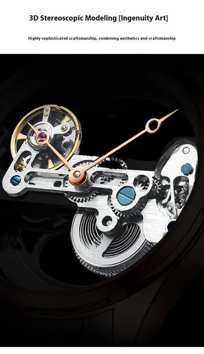 Automatic Hollow Mechanical Watch in various colour options, featuring a self-winding mechanism and premium leather strap