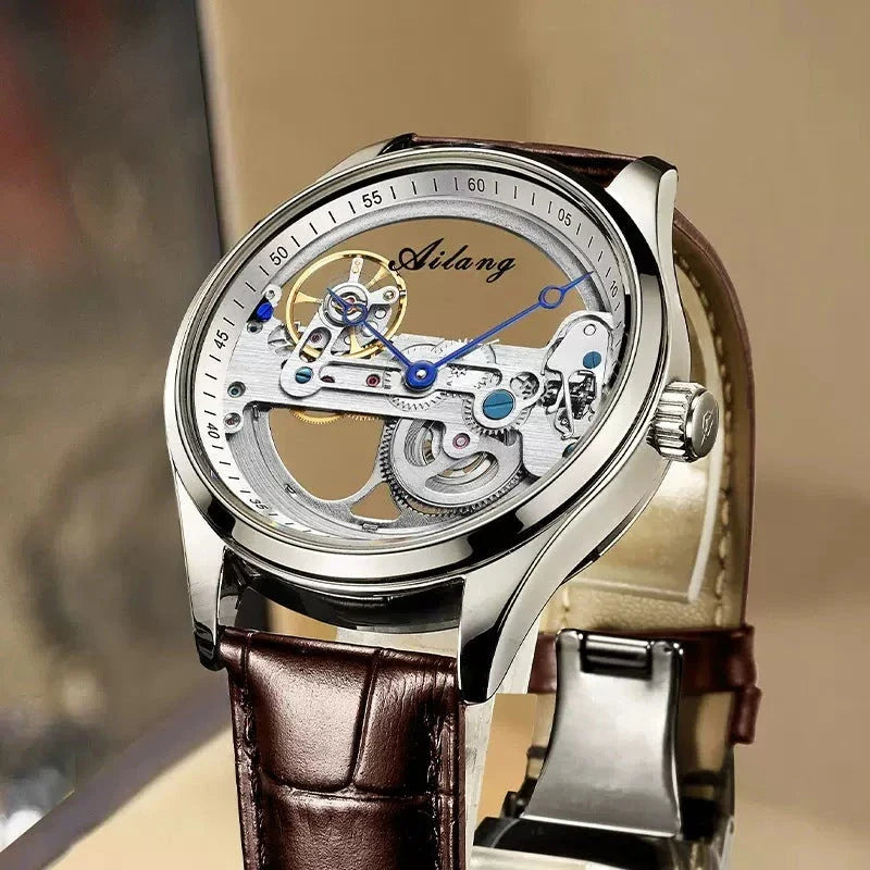 Automatic Hollow Mechanical Watch in various colour options, featuring a self-winding mechanism and premium leather strap