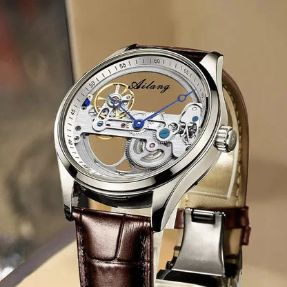 Automatic Hollow Mechanical Watch in various colour options, featuring a self-winding mechanism and premium leather strap