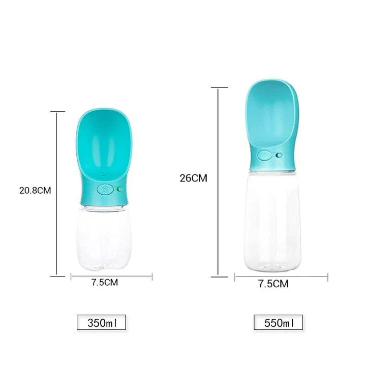 Pets Drinking Bottle with Button Lock in various colours and sizes, perfect for hydrating your furry friends on the go.