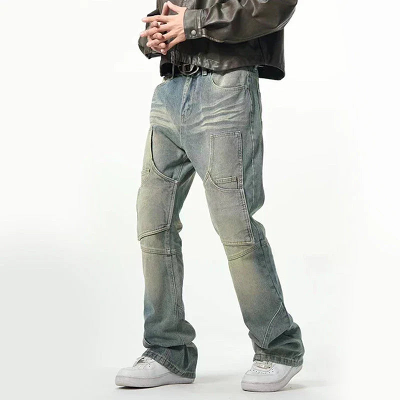 American Street Distressed Loose Straight Casual Jeans in light blue colour