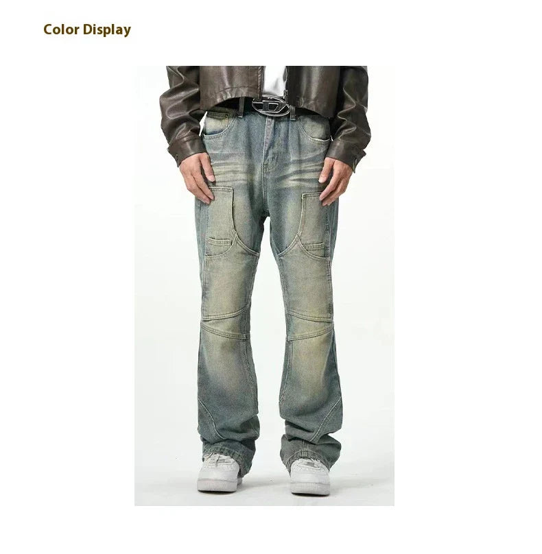American Street Distressed Loose Straight Casual Jeans in light blue colour