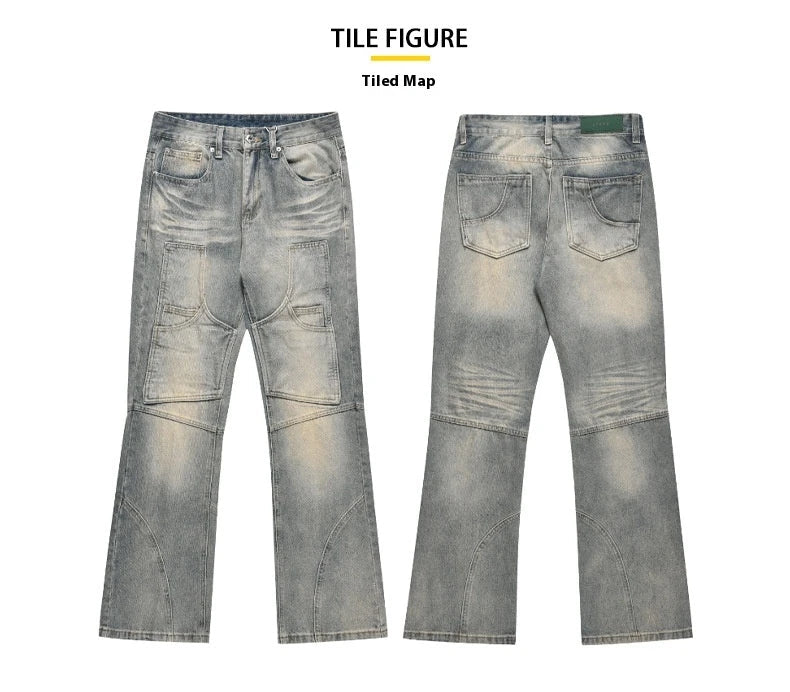 American Street Distressed Loose Straight Casual Jeans in light blue colour