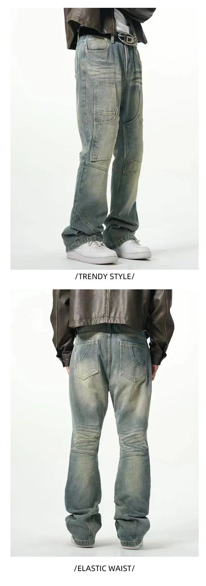 American Street Distressed Loose Straight Casual Jeans in light blue colour