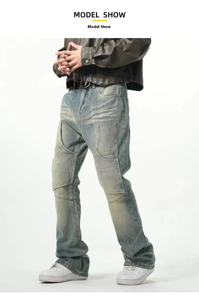 American Street Distressed Loose Straight Casual Jeans in light blue colour