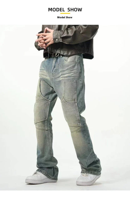 American Street Distressed Loose Straight Casual Jeans in light blue colour