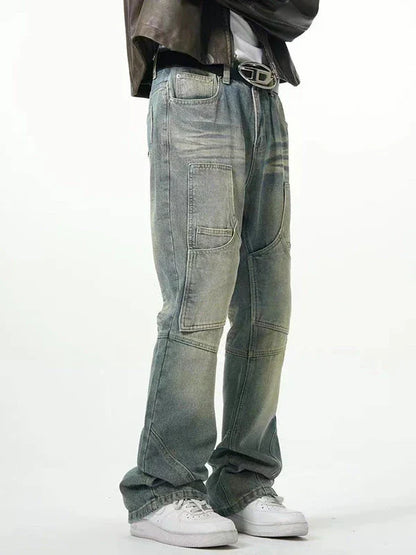 American Street Distressed Loose Straight Casual Jeans in light blue colour