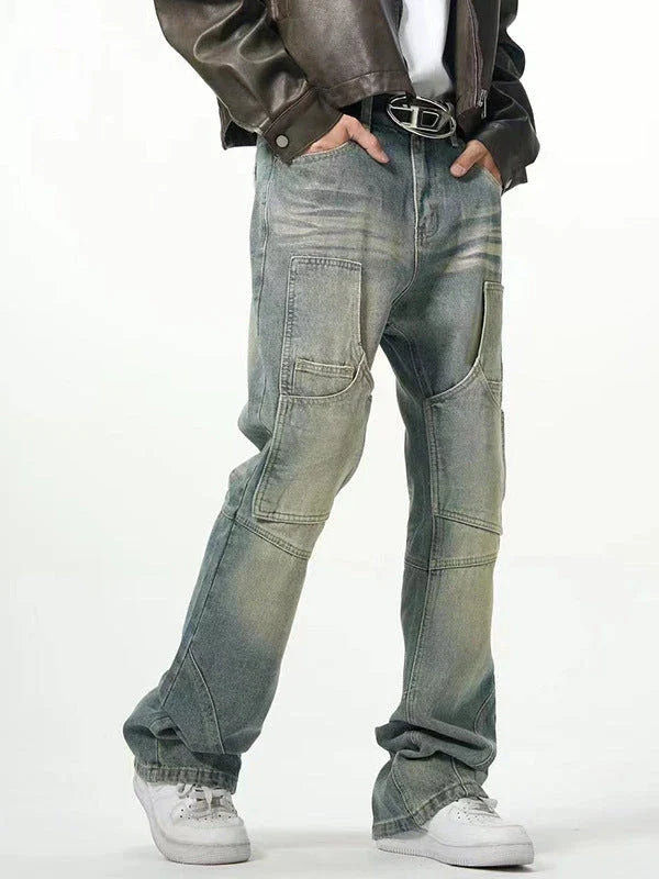 American Street Distressed Loose Straight Casual Jeans in light blue colour