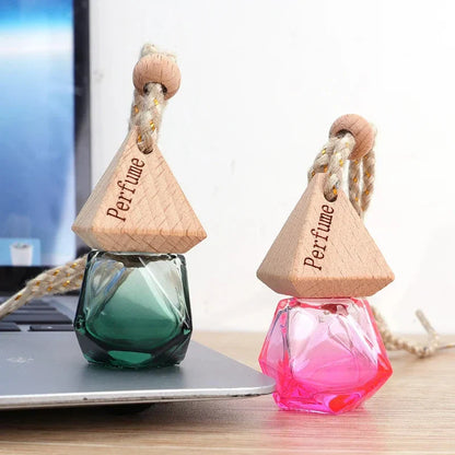 Essential Oil Diffuser Car Pendant - A sophisticated glass hanging perfume bottle that adds elegance and freshness to your car, home, or office