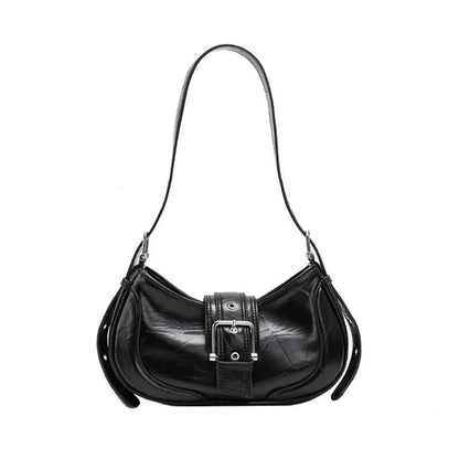 Chic Leather Half Moon Shoulder Hobo Bag in black, a luxurious and versatile accessory for modern women