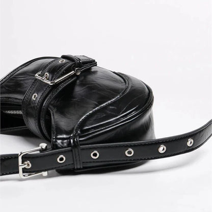 Chic Leather Half Moon Shoulder Hobo Bag in black, a luxurious and versatile accessory for modern women