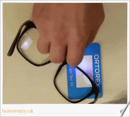 Bluelight reduction glasses with various frame colours including matte black, transparent, and leopard print